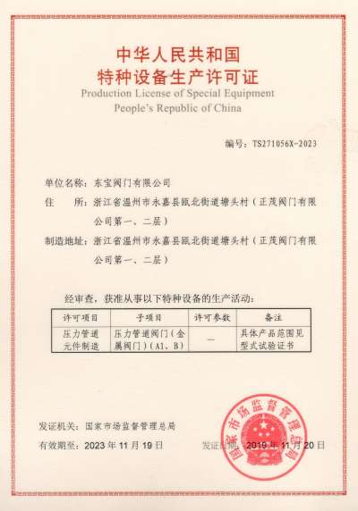 TS中华人民共和国特种设备生产许可证